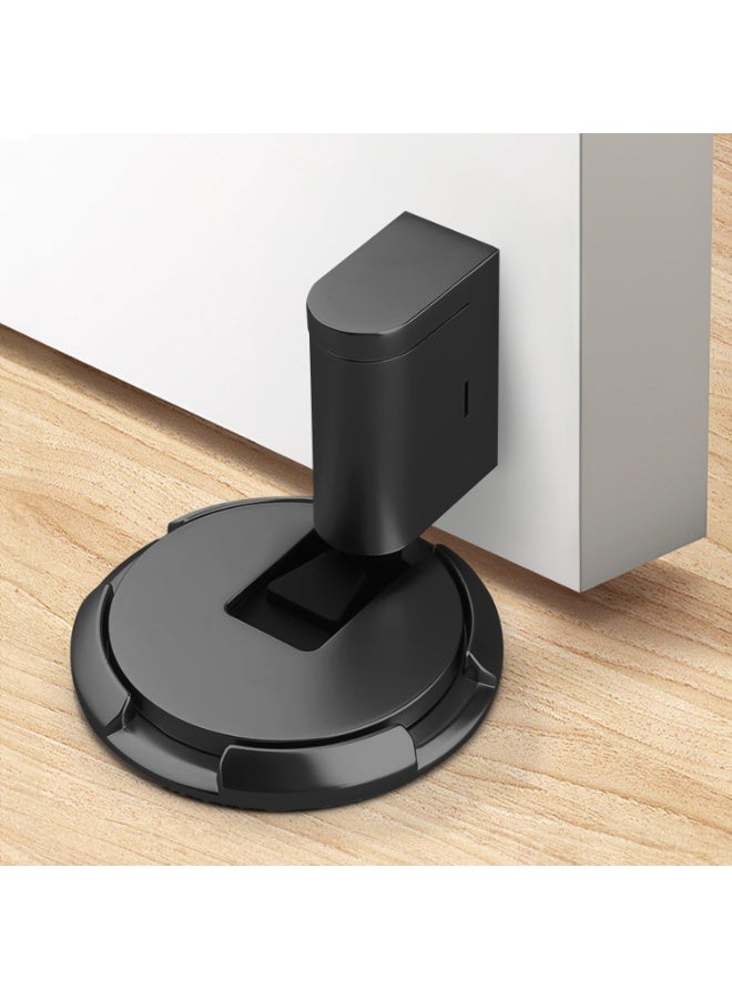 BIGTHREE Door Stopper, Silent Windproof, Adjustable Height Black, Mechanical Floor for Home Office Stop Door Slamming (BLACK) - Image 1