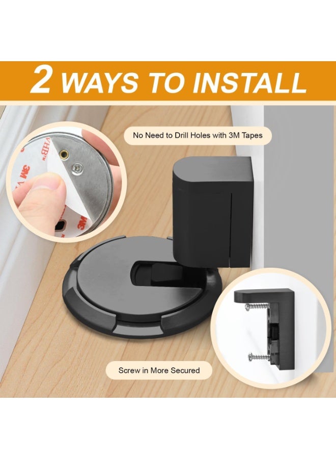 BIGTHREE Door Stopper, Silent Windproof, Adjustable Height Black, Mechanical Floor for Home Office Stop Door Slamming (BLACK) - Image 4