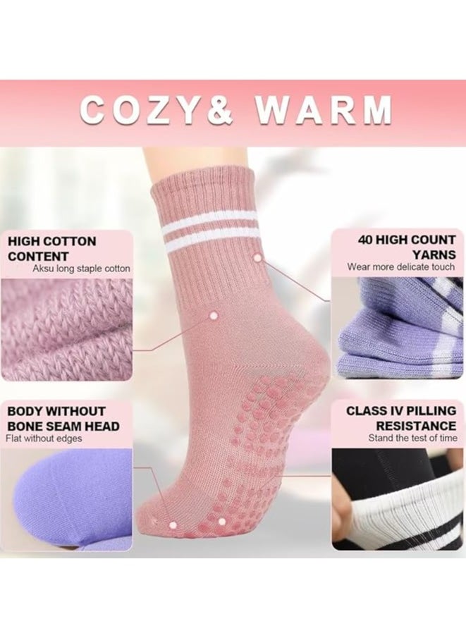 DELGREEN 3 Pairs Yoga Socks For Women，Non Slip Socks Pilates Socks For Yoga,Pilates， Ballet, Dance, Workout  - Image 2