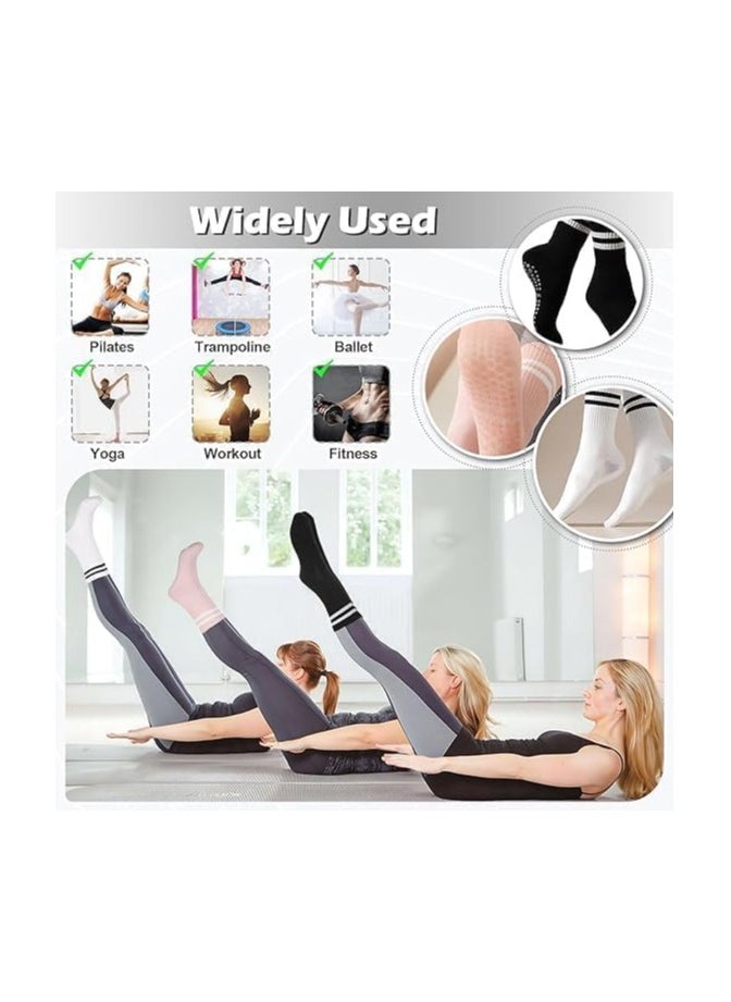 DELGREEN - 3 Pairs Yoga Socks For Women，Non Slip Socks Pilates Socks For Yoga,Pilates， Ballet, Dance, Workout - Image 1