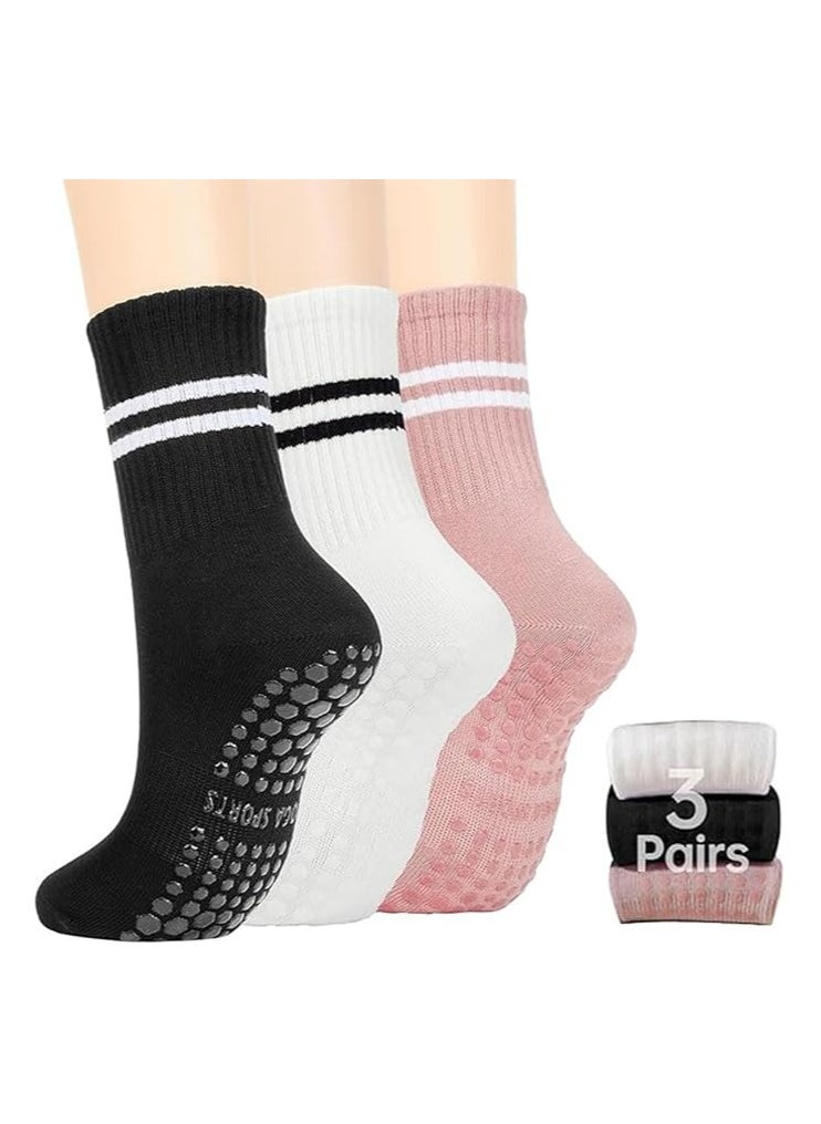 DELGREEN 3 Pairs Yoga Socks For Women，Non Slip Socks Pilates Socks For Yoga,Pilates， Ballet, Dance, Workout  - Image 1