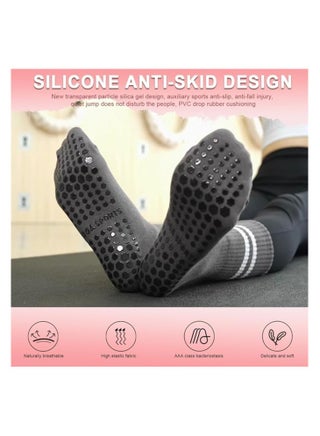 3 Pairs Yoga Socks For Women，Non Slip Socks Pilates Socks For Yoga,Pilates， Ballet, Dance, Workout - view 3