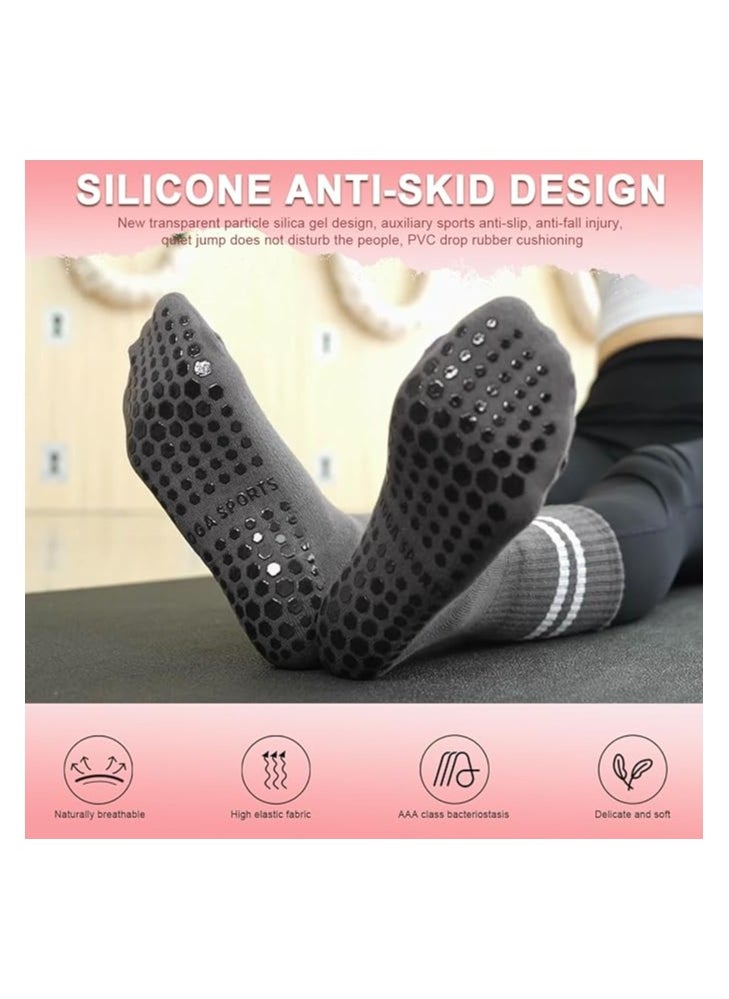 DELGREEN 3 Pairs Yoga Socks For Women，Non Slip Socks Pilates Socks For Yoga,Pilates， Ballet, Dance, Workout  - Image 3