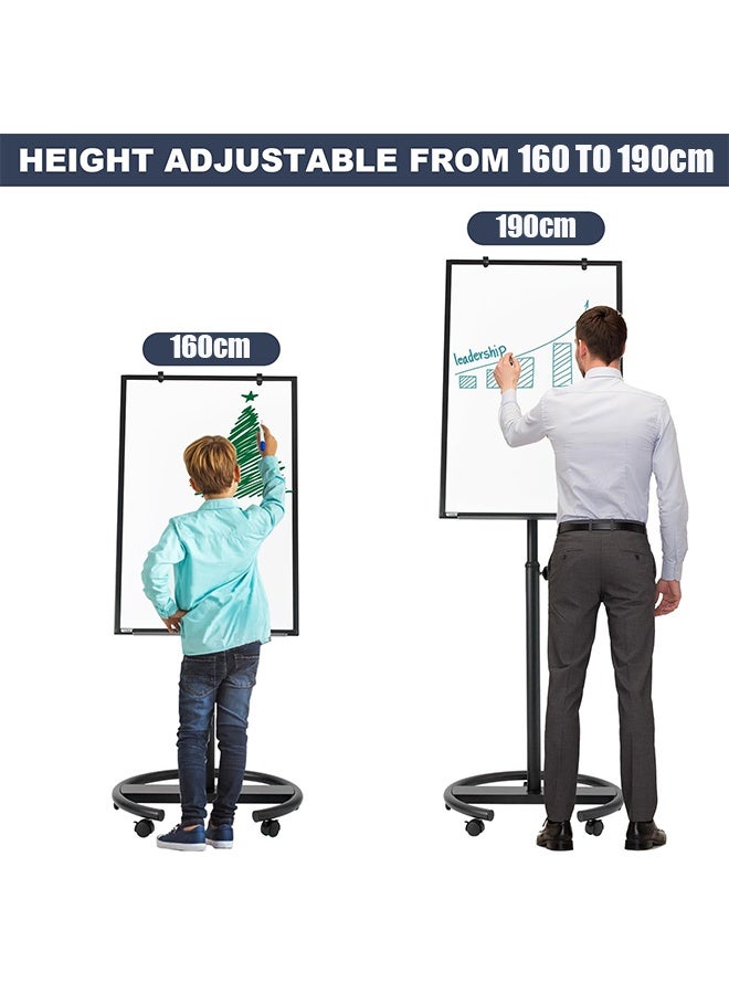 WALALLA Magnetic Mobile Whiteboard 60x90cm - Height Adjustable Rolling Dry Erase Board with Stand | Portable Easel Whiteboard on Wheels for Classroom, Office & Home (Black Frame) - Image 2
