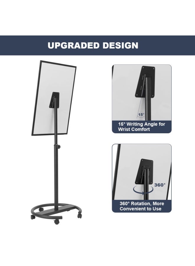 WALALLA Magnetic Mobile Whiteboard 60x90cm - Height Adjustable Rolling Dry Erase Board with Stand | Portable Easel Whiteboard on Wheels for Classroom, Office & Home (Black Frame) - Image 3
