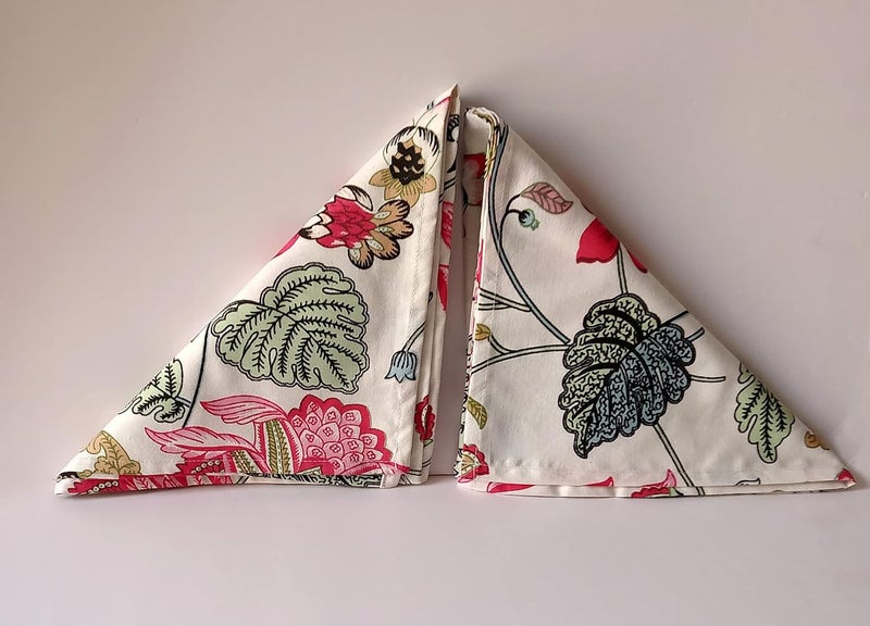 GURU JEE Table Napkin Cotton  Printed Cotton Cloth Napkins Floral Set of 6  100 Cotton Dinner Napkins 18x18 Inch  Washable Soft Cotton Napkin for Everyday Use  Multi_Pink - Image 5