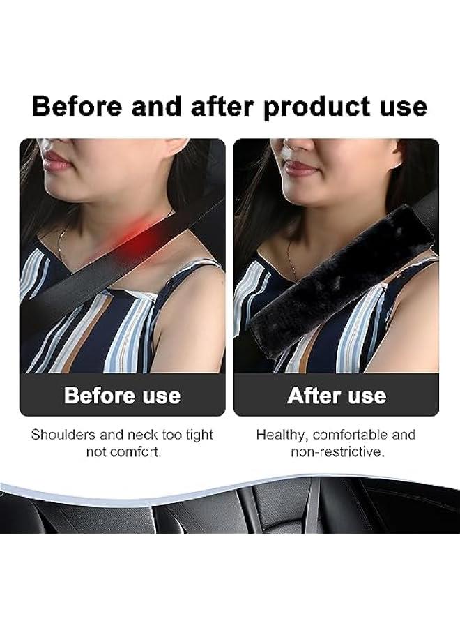 2 Packs Car Seatbelt Covers Shoulder Pad, Universal Soft Faux Sheepskin Shoulder Cover for Comfortable Driving, Fluffy Seat Belt Protector Help to Protect Your Neck and Shoulder (Black) - Image 4