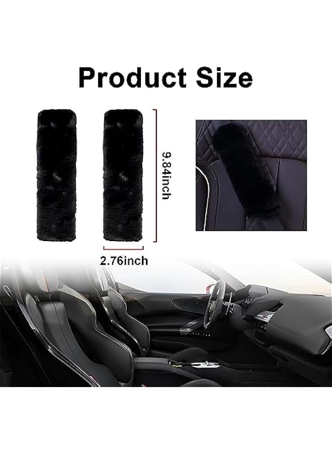 2 Packs Car Seatbelt Covers Shoulder Pad, Universal Soft Faux Sheepskin Shoulder Cover for Comfortable Driving, Fluffy Seat Belt Protector Help to Protect Your Neck and Shoulder (Black) - Image 2