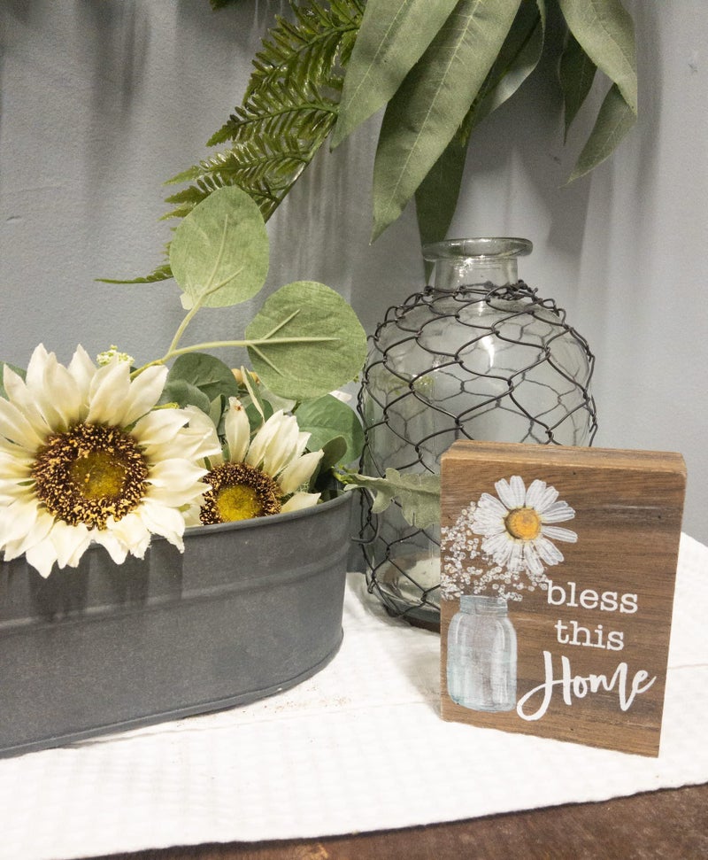 Collins Inspirational Wood Grain Mini Block Sign  4"" (Bless This Home) - Image 3