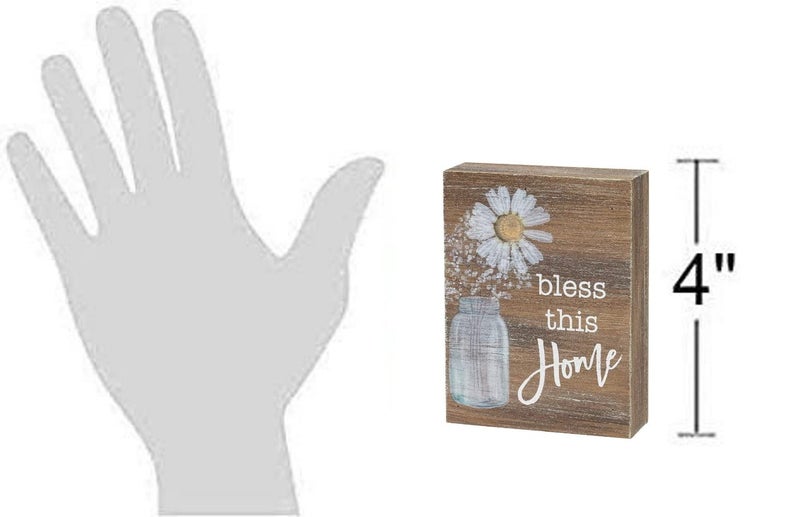 Collins Inspirational Wood Grain Mini Block Sign  4"" (Bless This Home) - Image 2