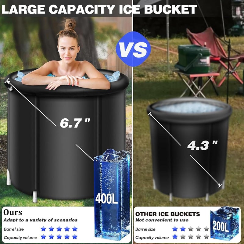 MANYUK 90 * 75cm Ice Bath Tub for Athletes, Ice Cold Plunge Tub for Recovery, Enhanced with Support Legs for Lightweight Durability and Stability, Multiple Portable for Indoor and Outdoor use black - Image 5