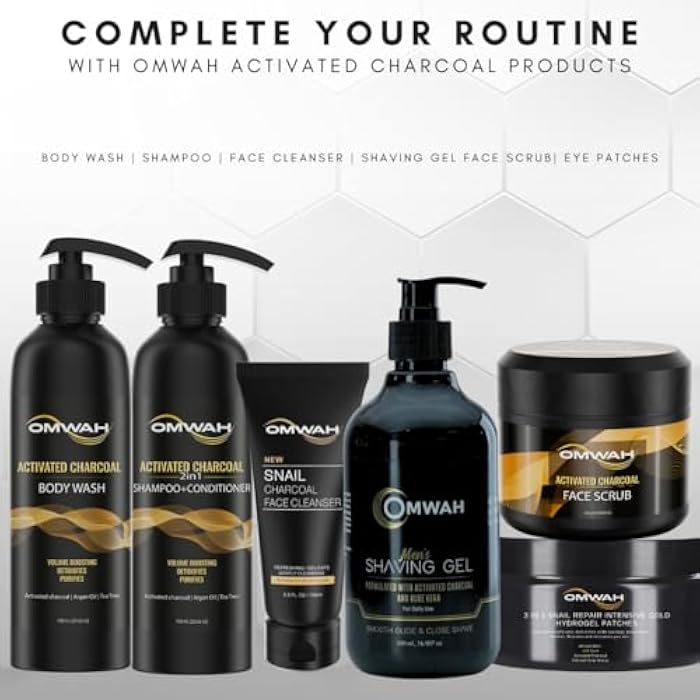 OMWAH 2 In 1 Shampoo + Conditioner Infused with Activated Charcoal, Argan Oil, and Tea Tree (23.66 oz) - Image 5