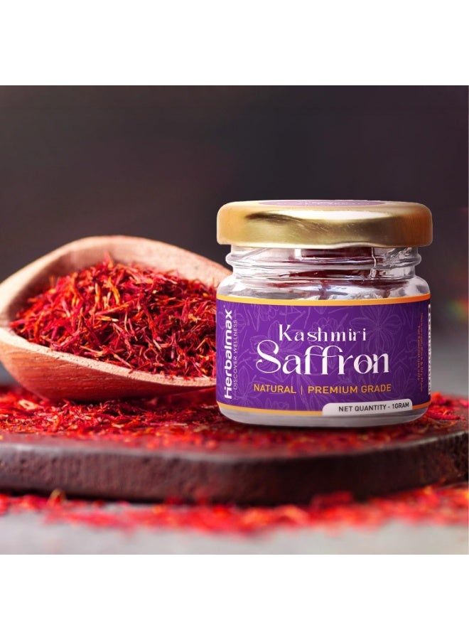 هيربال ماكس زعفران كشميري كيسار أصلي – 1 جرام | زعفران مونغرا من الدرجة A+++ | أوراق زعفران نقية وطبيعية | مثالي للطهي والحلويات والمشروبات والاستخدام الشخصي - Image 2