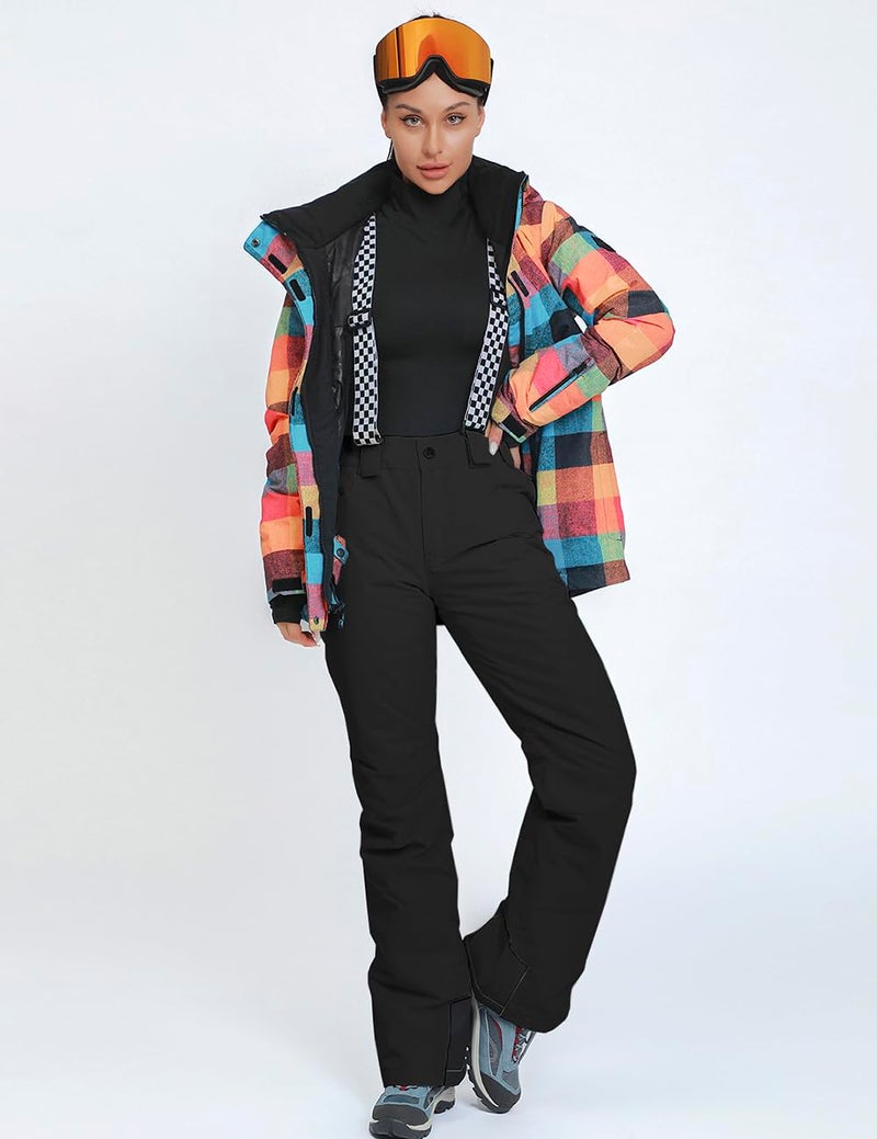 HOTIAN Women's 2 Piece Ski Jackets and Pants Set Skisuit Colorful Waterproof Windproof Insulated Snowsuit Snowboarding Coat - Image 5