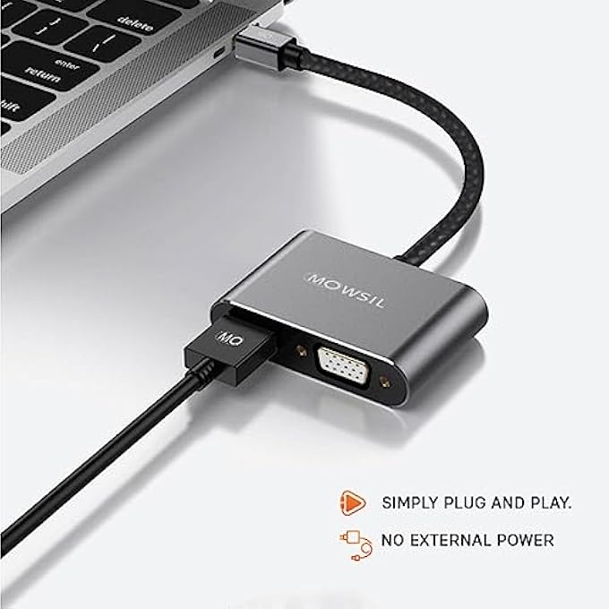 MOWSIL MINI DISPLAYPORT TO HDMI AND VGA ADAPTER, 4K HDMI 30HZ & 1080P VGA CONVERTER, GOLD-PLATED, PLUG & PLAY, COMPATIBLE WITH MACBOOK, IMAC, SURFACE, LAPTOP, PC, MONITOR, PROJECTOR - Image 2