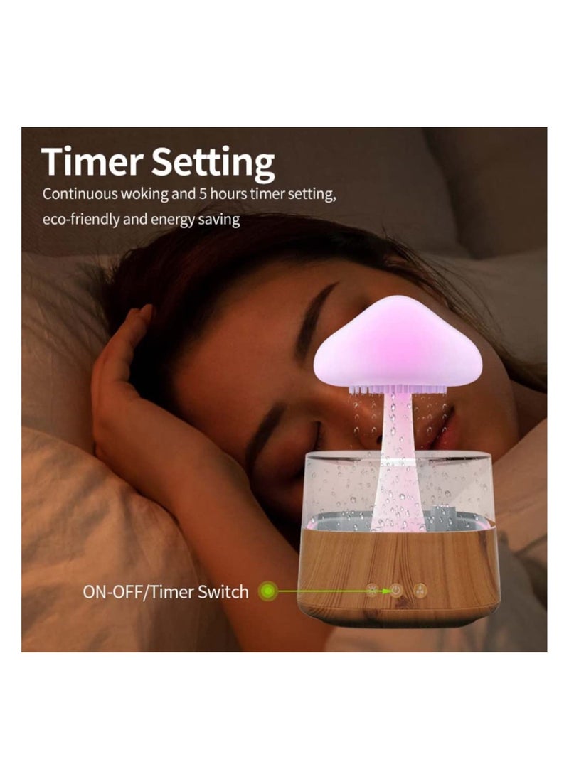 XVersion - Rain Cloud Humidifier with RGB Night Light Aromatherapy Diffuser 7 Color Lights - Bamboo - Image 1