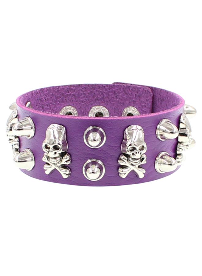 European And American Fashion Retro Multi-layer Pu Wide Leather Five-pointed Star Bracelet Domineering Skull Rivet Punk Hip-hop Bracelet Jewelry 