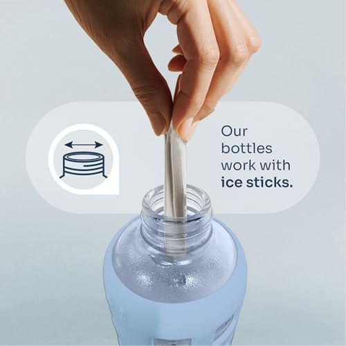 purifyou 40oz / 32oz / 22oz / 12oz Borosilicate Glass Water Bottle with Time & Volume Markers, Silicone Sleeve, Stainless Steel Lid | Reusable Glass Bottle for Water & Juice (32oz Ice Blue) - Image 5