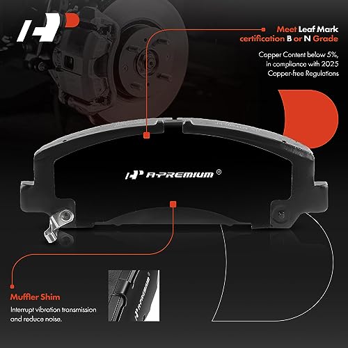 A-Premium Front Ceramic Disc Brake Pads Set Compatible with Nissan TITAN 2008-2010, Armada 2006-2011 & Infiniti QX56 2007-2010, 4 Pcs - Image 2