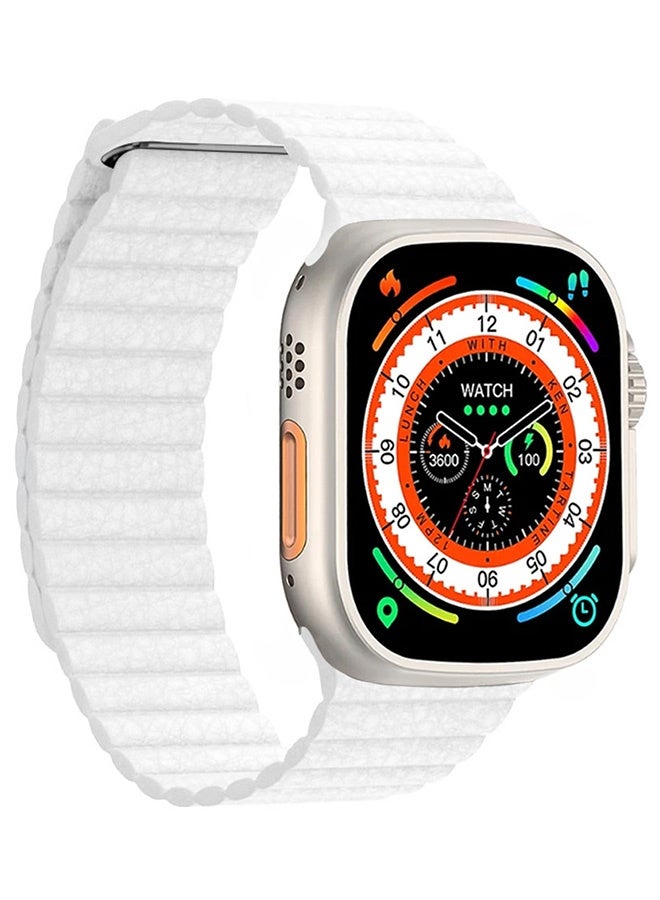 CATANES 49mm 46mm 45mm 44mm Leather Loop Band for Apple Watch Magnetic Watch Strap Wristband - White - Image 5