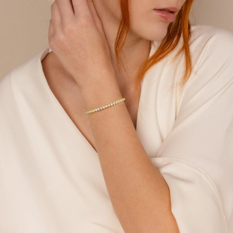 Yoosteel 14K-Gold-Plated Cubic Zirconia Classic Tennis Bracelet - 3mm CZ Yellow 14K-Gold-Plated Bracelet for Women 6.5 Inch Jewelry Gifts - Image 3