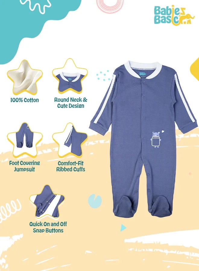 Babies Basic 100% Cotton Printed Long Sleeves Jumpsuit/Romper/Sleepsuit For Babies
