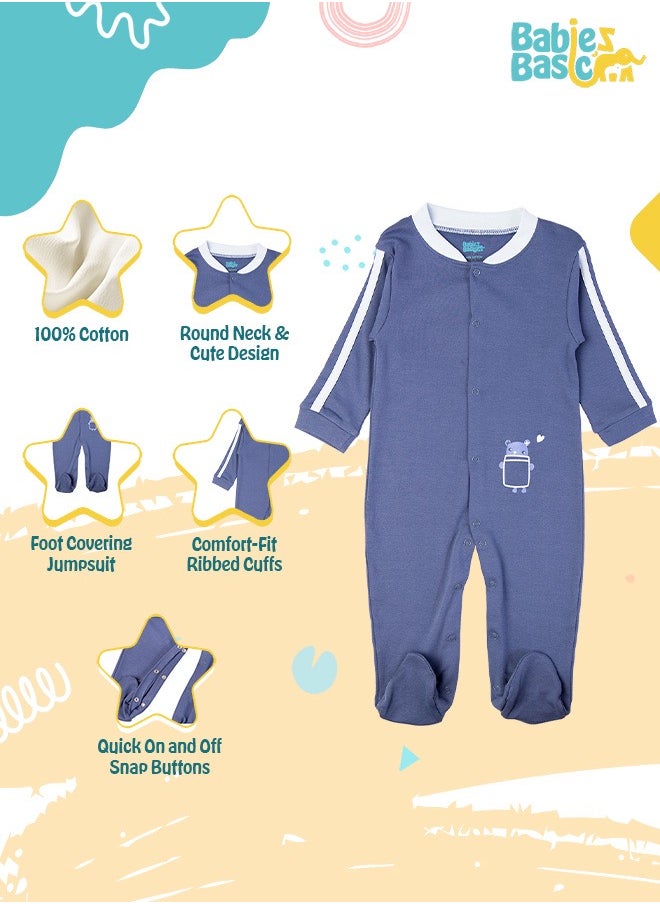 Babies Basic 100% Cotton Printed Long Sleeves Jumpsuit/Romper/Sleepsuit For Babies  - Image 2
