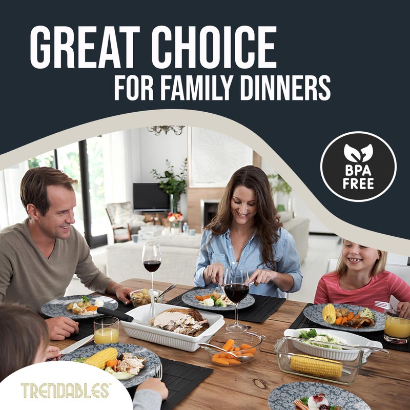 Trendables Disposable Dinnerware Decorative Plates Plastic Disposable Plates Set For 20 Guests 20 x 8 Inch Dessert Plate & 20 x 10 Inch Wedding Party Plate Set Garden Damask - Image 4