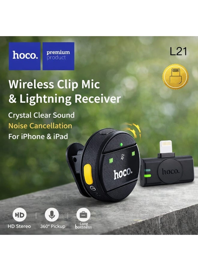 Hoco L21 Wireless Microphone Lapel Clip Magnetic Noise Cancel - Image 1