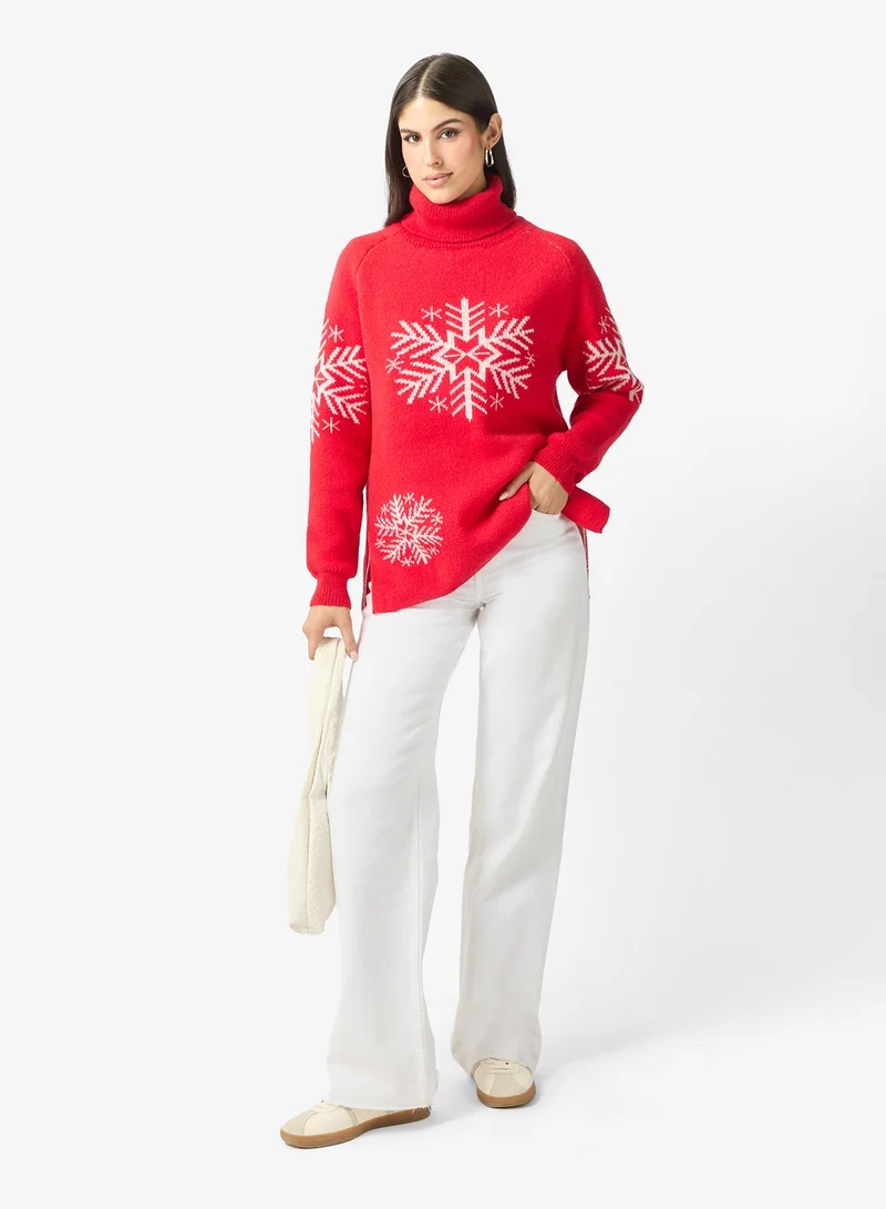 Ella  Turtle Neck Printed Jumper for Women | Best Price UAE