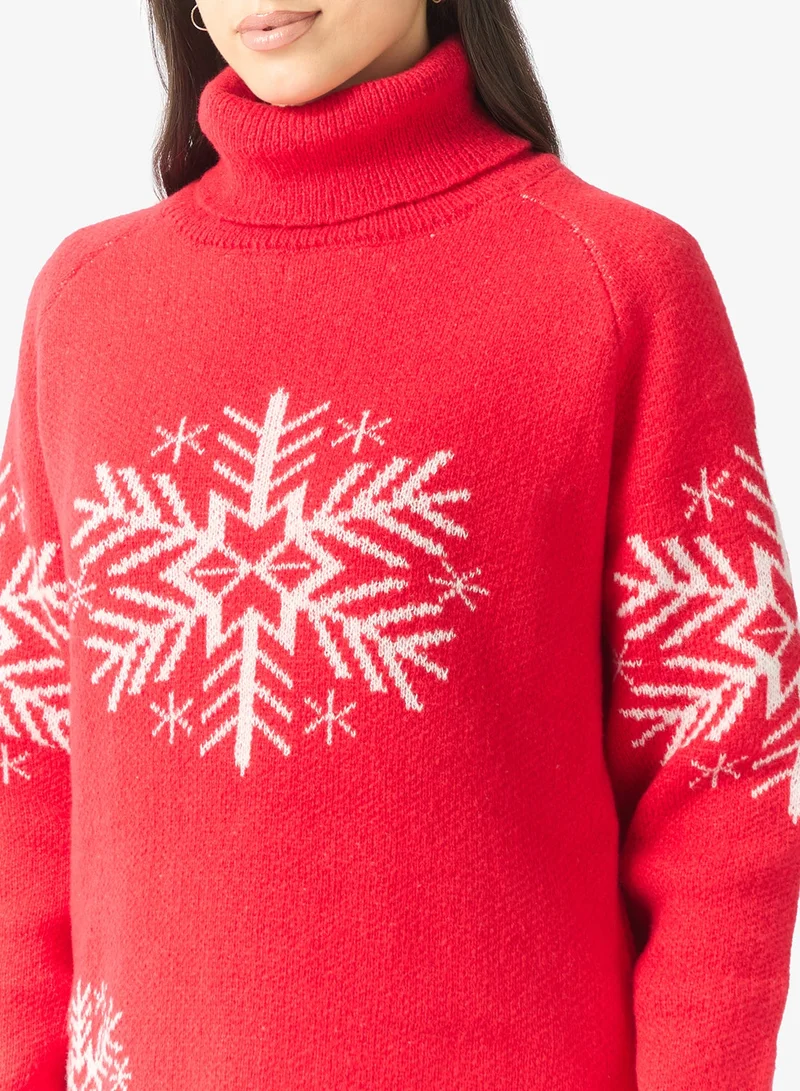 Ella  Turtle Neck Printed Jumper for Women | Best Price UAE