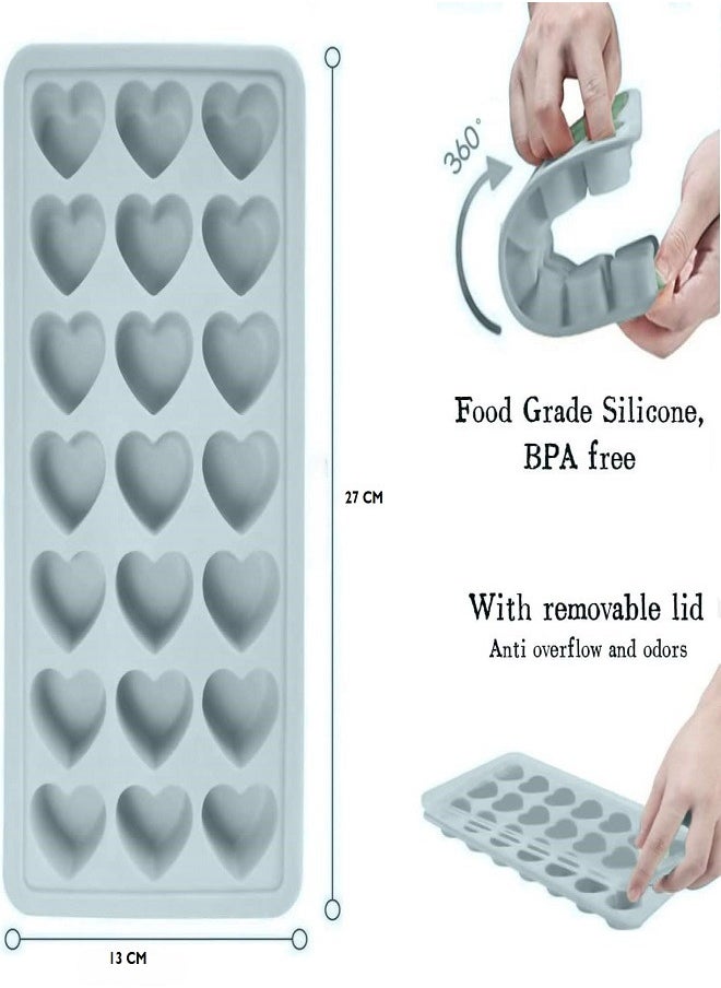 Generic - Heart-Shaped Silicone Ice Cube Trays with Lid BPA-Free - Image 1