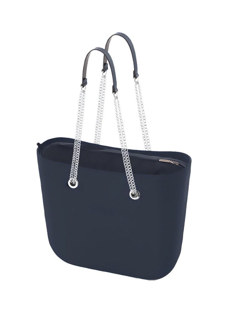 O bag - O bag classic with Long Double Chain Handles in Navy Blue - Image 1