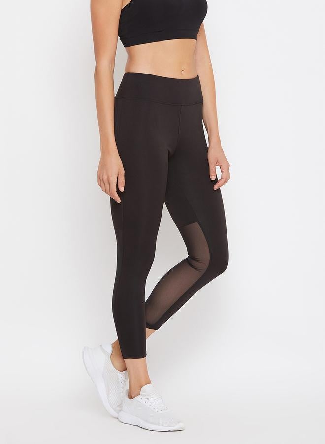 Clovia Black Mesh Insert Active Tights - Image 3