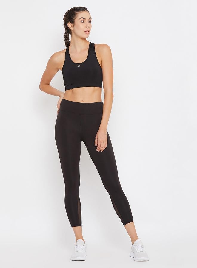Clovia Black Mesh Insert Active Tights - Image 1