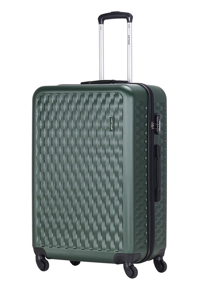 VIPTOUR - ABS Hardside 3Pcs Trolley Luggage Set Spinner Wheels With Number Lock 20/24/28 Dark Green - Image 1