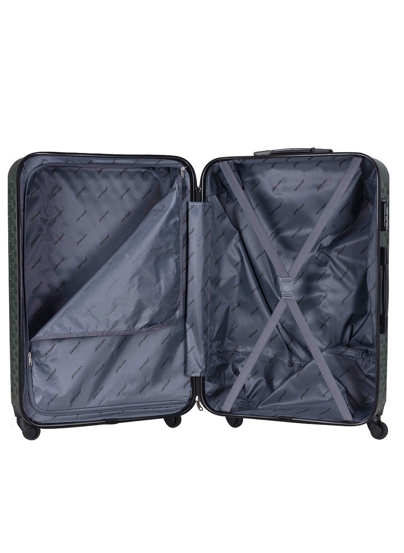 VIPTOUR - ABS Hardside 3Pcs Trolley Luggage Set Spinner Wheels With Number Lock 20/24/28 Dark Green - Image 1