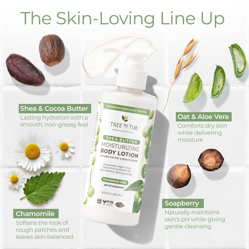 Tree to Tub Unscented Shea Butter Body Lotion for Dry Skin - Fragrance Free Lotion,Vegan Body Moisturizer, Good for Sensitive Skin for both Women & Men - Image 5