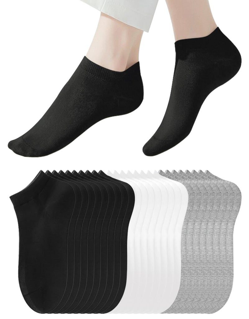 Cacacar 14 Pairs Thin Womens Ankle Socks, Running Low Cut Short Athletic Pack of Socks for Men (Blakc, White, Grey) - Image 1