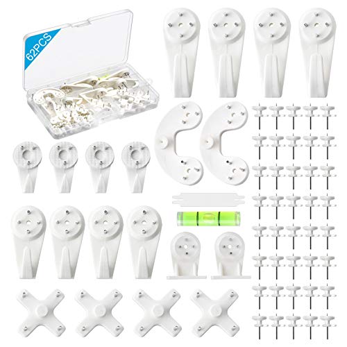 MOYASIBB Picture Hanging Kit, 62PCS Concrete Wall Hardwall Hangers for Cinder Block, Picture Hanger, No Damage Wall Hooks for Photo Frame Art Painting Non-Trace Drywall Stucco Concrete Hooks - Image 1