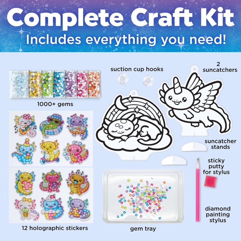 Creativity for Kids Big Gem Diamond Painting Kit: Axolotl Stickers & Suncatcher Kit - Boys and Girls Art & Craft, Axolotl Toys and Gifts for Kids (Ages 6+) - Image 3
