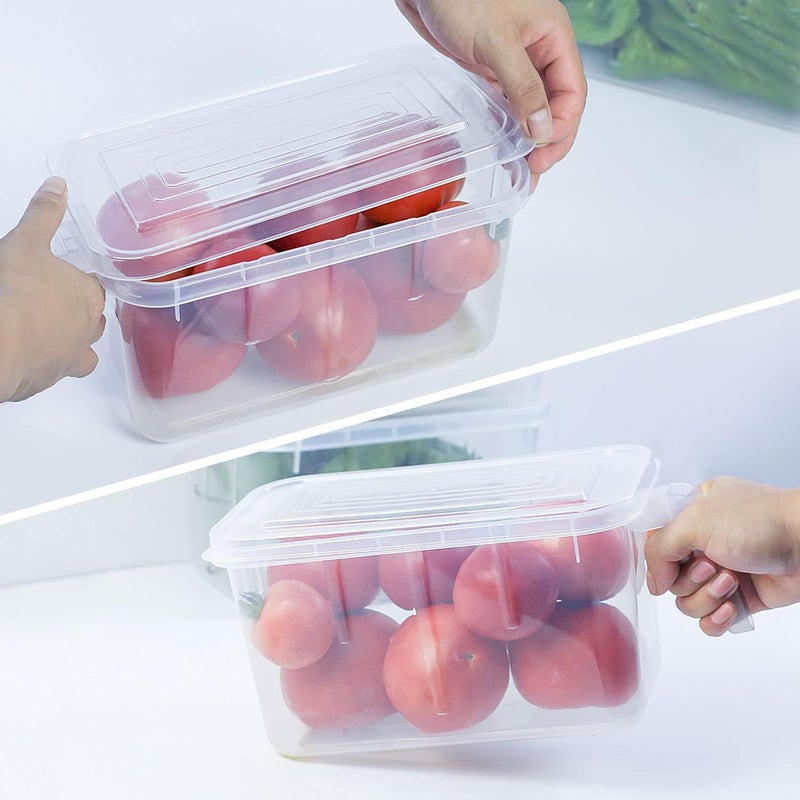 UREVO Food Storage Boxes With Lids Freezer Safe Volwco 3 Pcs 4.7L Large Plastic Kitchen Refrigerator Stackable Food Fruit Storage Containers With Handle - Image 4