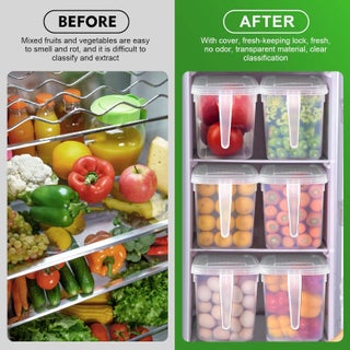 Food Storage Boxes With Lids Freezer Safe Volwco 3 Pcs 4.7L Large Plastic Kitchen Refrigerator Stackable Food Fruit Storage Containers With Handle - view 3