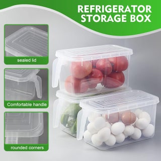 Food Storage Boxes With Lids Freezer Safe Volwco 3 Pcs 4.7L Large Plastic Kitchen Refrigerator Stackable Food Fruit Storage Containers With Handle - view 5