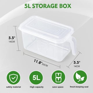 Food Storage Boxes With Lids Freezer Safe Volwco 3 Pcs 4.7L Large Plastic Kitchen Refrigerator Stackable Food Fruit Storage Containers With Handle - view 2