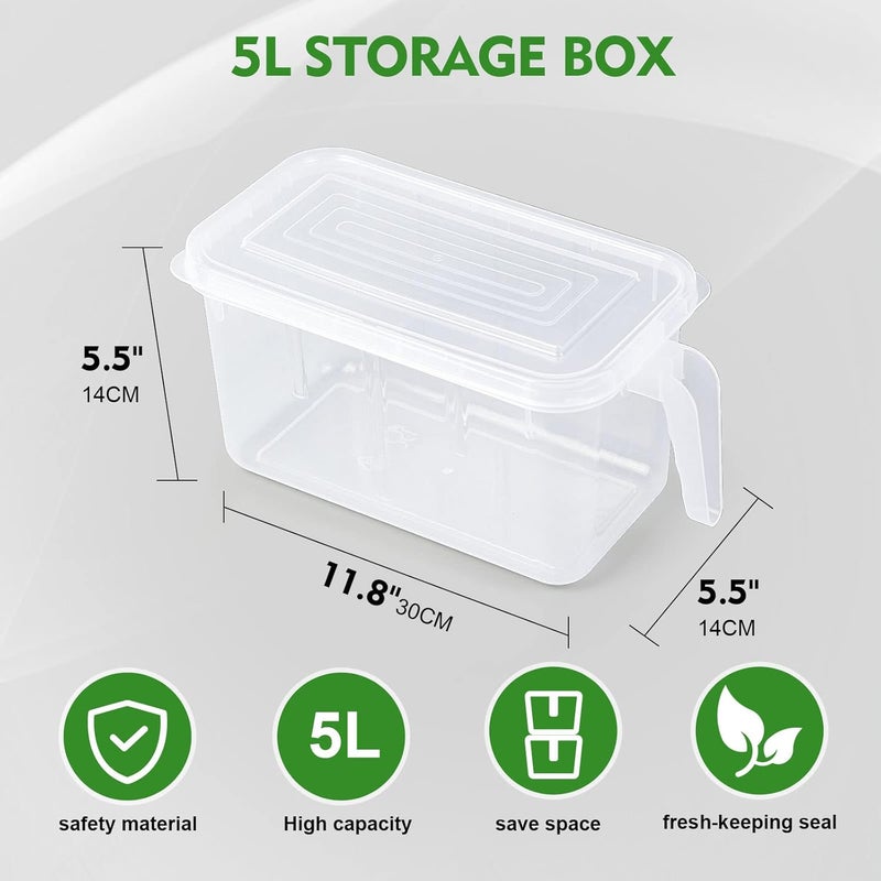 UREVO Food Storage Boxes With Lids Freezer Safe Volwco 3 Pcs 4.7L Large Plastic Kitchen Refrigerator Stackable Food Fruit Storage Containers With Handle - Image 2