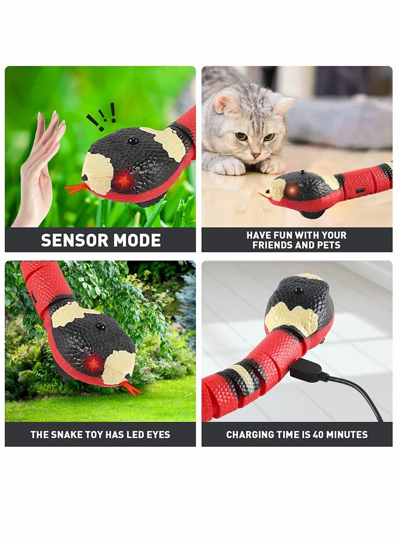 Smart Interactive Cat Snake Toy Realistic USB Rechargeable Sensing Toy for Indoor Cats and Dogs Engaging Fun for Pets  - Image 3