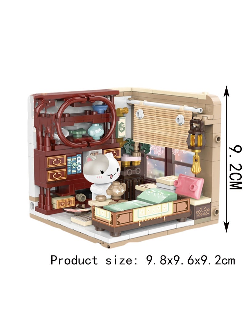 263pcs Douhua'S Room, A Group Of Cat Series Assembly Model Ornaments Building Blocks Toys, Children'S Educational Game Gifts - Image 2