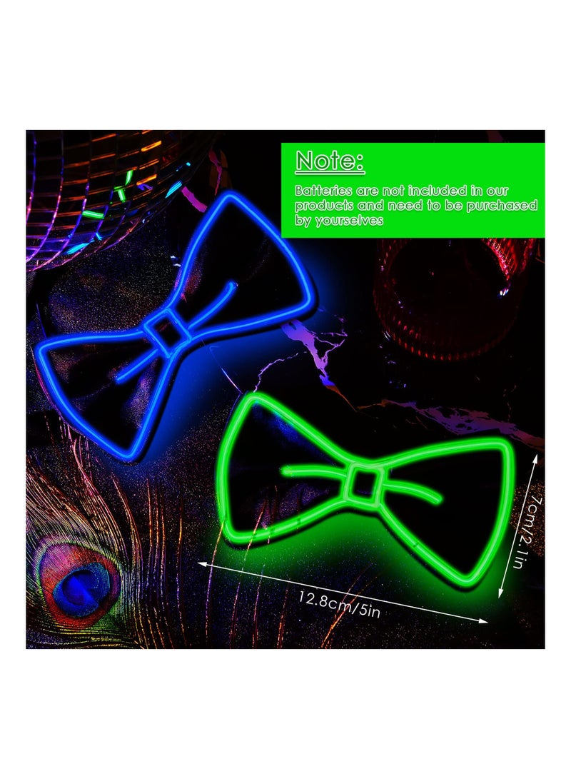 SOLARAE Glow in the Dark LED Bow Tie Set - 2 Pcs Neon Bowties for Men, Kids, and Girls - Fun Party Accessories for Costumes and Events - Light Up Your Celebration! - Image 5