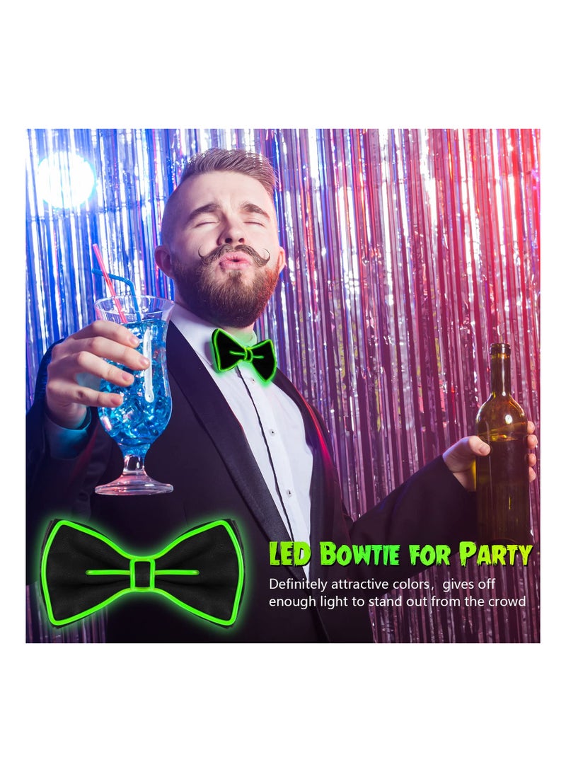 SOLARAE Glow in the Dark LED Bow Tie Set - 2 Pcs Neon Bowties for Men, Kids, and Girls - Fun Party Accessories for Costumes and Events - Light Up Your Celebration! - Image 2